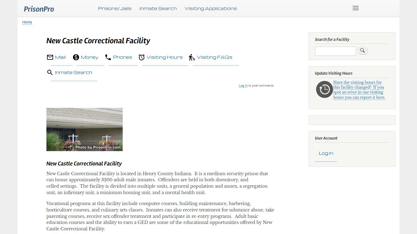 New Castle Correctional Facility Visiting hours, inmate ...